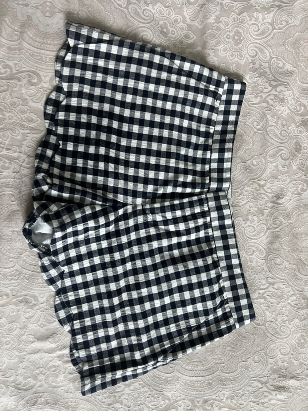 Club Monaco Black and White Gingham Bermuda Shorts